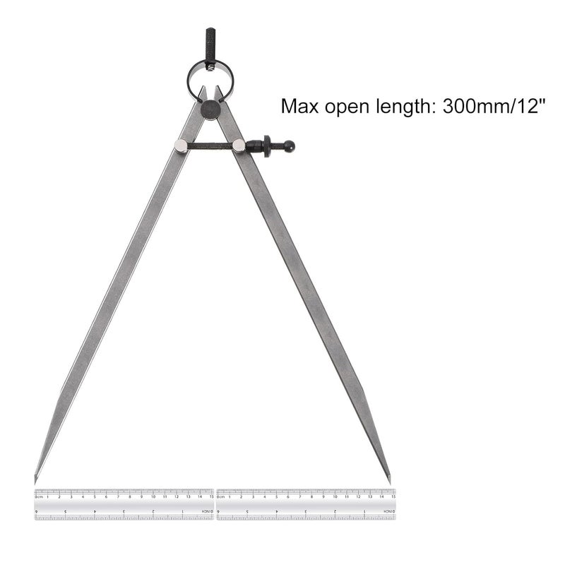 Kozelo Spring Joint Caliper - [12 Inch] Carbon Steel Spring Divider Caliper with Solid Nut for Metalworking Drawing Use, Flat Leg - Image 5